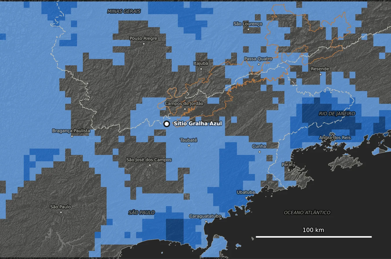 Mapa do SPI de 3 meses (jun–ago de 2026) em sete classes
